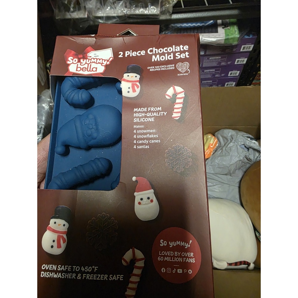 2 PC Silicone Mold Set Candy Chocolate Soap Gummy Santa Snowmen Canes Snowflakes